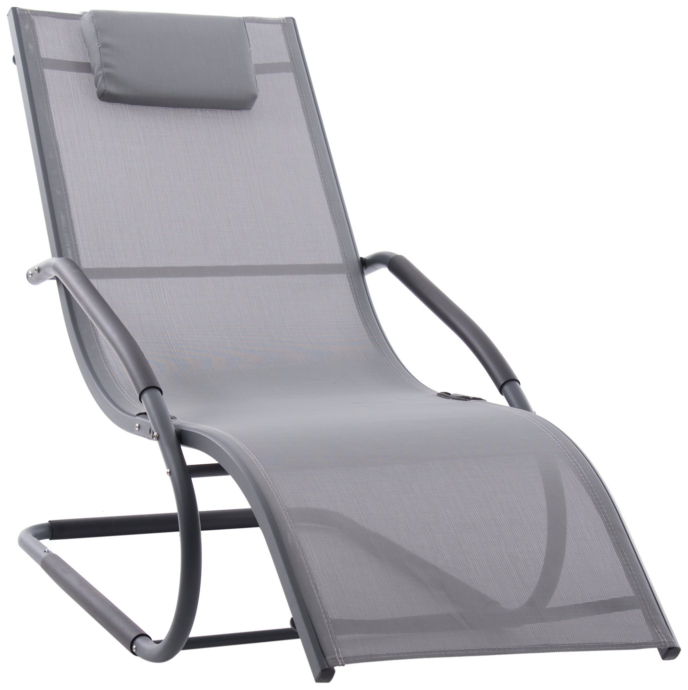 Vivere Wave Metal Sun Lounger - Grey on Matte Black