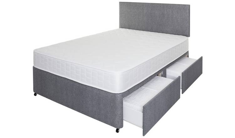 Buy Argos Home Elmdon Memory 4 Drawer Double Divan - Grey | Divan beds ...