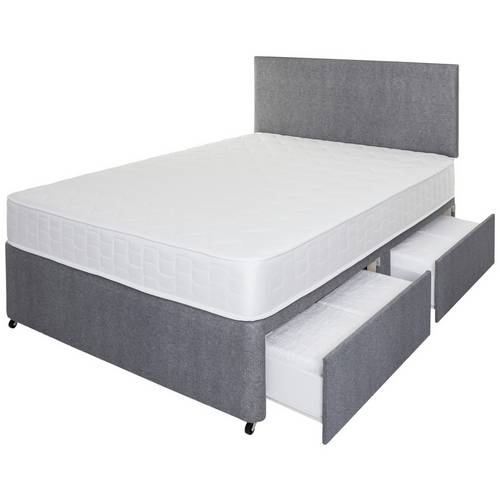 Buy Argos Home Elmdon Memory 4 Drawer Double Divan - Grey | Divan beds ...