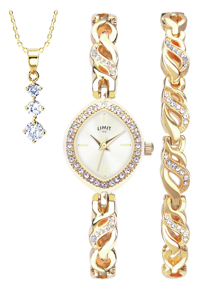 Limit Ladies' Gold Coloured Watch, Pendant and Bracelet Set