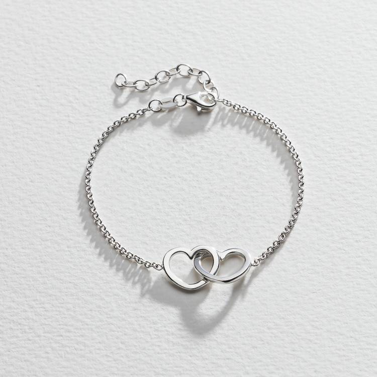 Revere Sterling Silver Two Hearts Hug Bracelet 0
