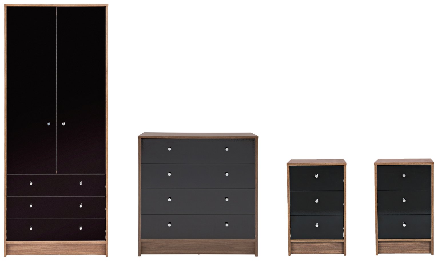 Argos Home Malibu Gloss 4 Piece Wardrobe Set -Black & Walnut Review