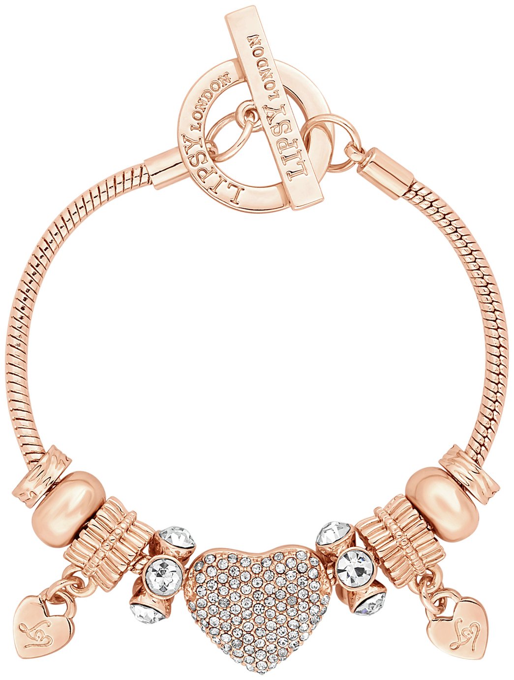 Lipsy Gold Colour Crystal Pave Heart Charm T-Bar Bracelet Review