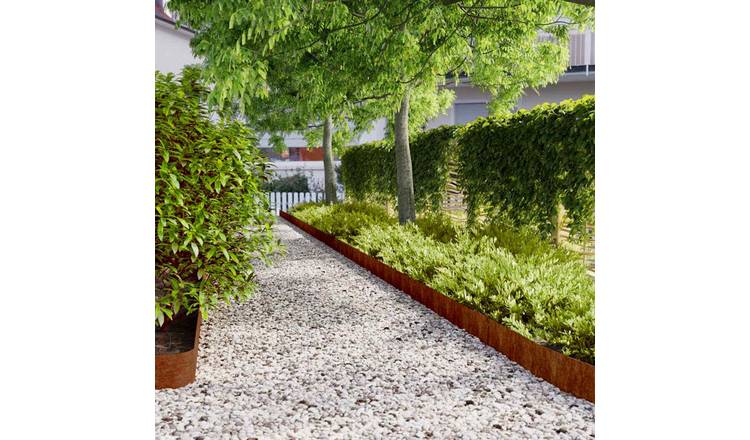 Walplus Pack of 50 Corten Steel Lawn Edgings - Rusty - 15 x 103 cm