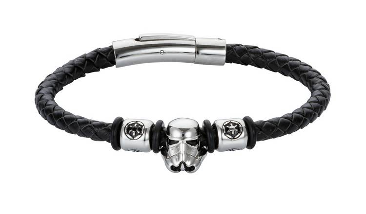Disney Men's Star Wars Stainless Steel Leather Bracelet