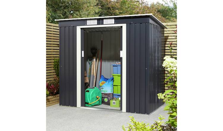 Rowlinson 6x4 Trentvale Metal Garden Pent Shed - Dark Grey
