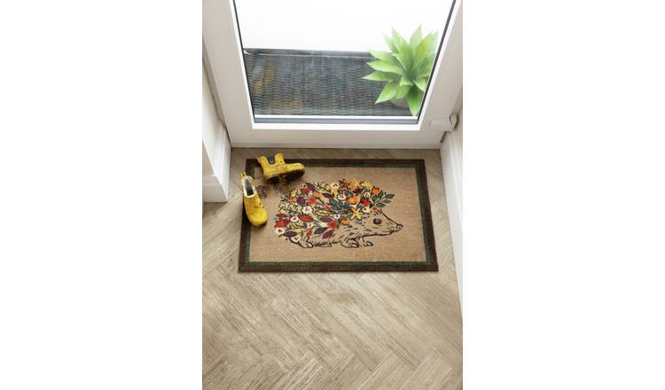 My Mat Floral Hedgehog Green Doormat - 50x75cm