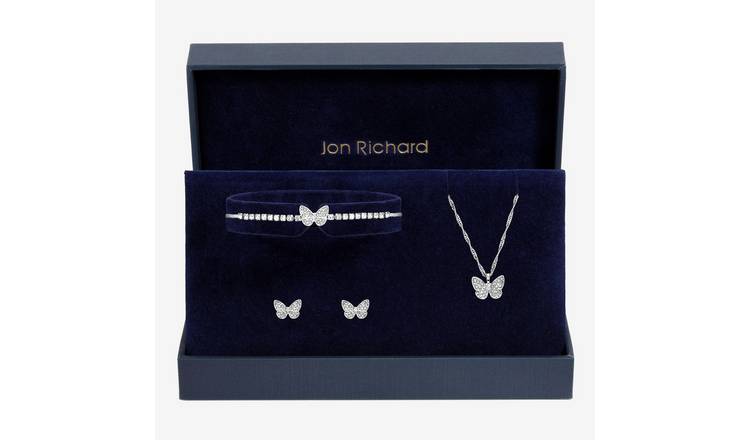 Jon Richard Silver Crystal Butterfly Trio Gift Set