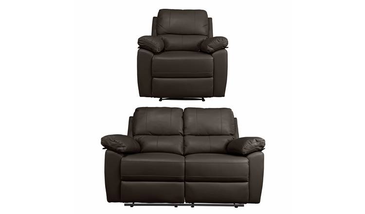 Argos Home Toby Chair & 2 Seater Recliner Sofa - Chocolate