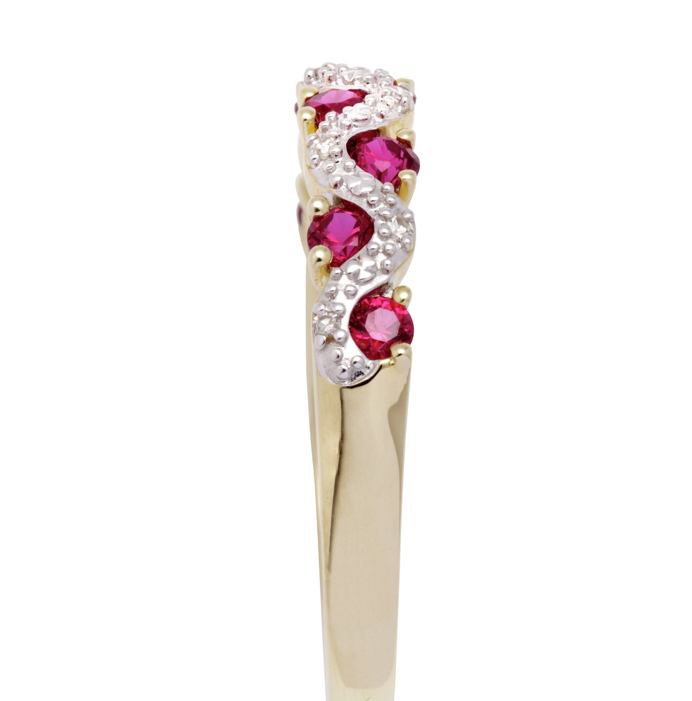 Revere 9ct Gold 0.03ct Diamond and Ruby Eternity Ring - S