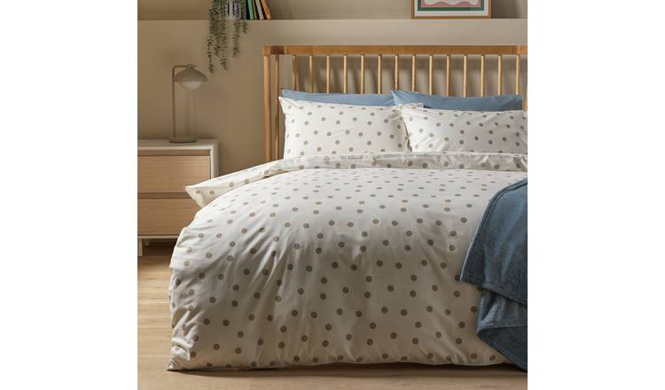 Argos Home Monochrome Spot Natural Bedding Set - Single