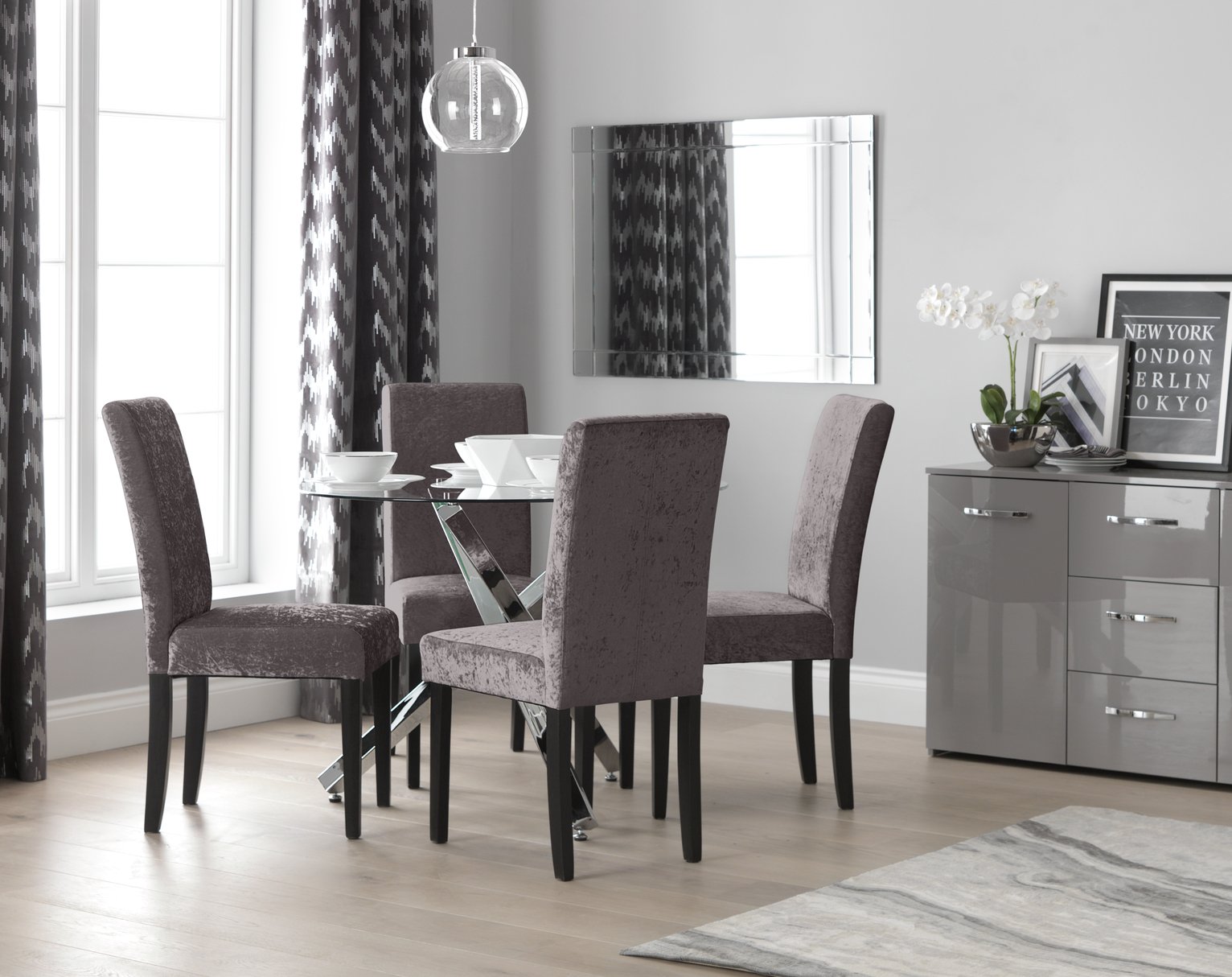 Argos Home Ava Chrome Round Table & 4 Velvet Chairs Reviews Updated