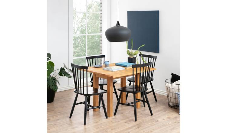 Furniture To Go Kenley Oak Dining Table & 4 Black Chairs