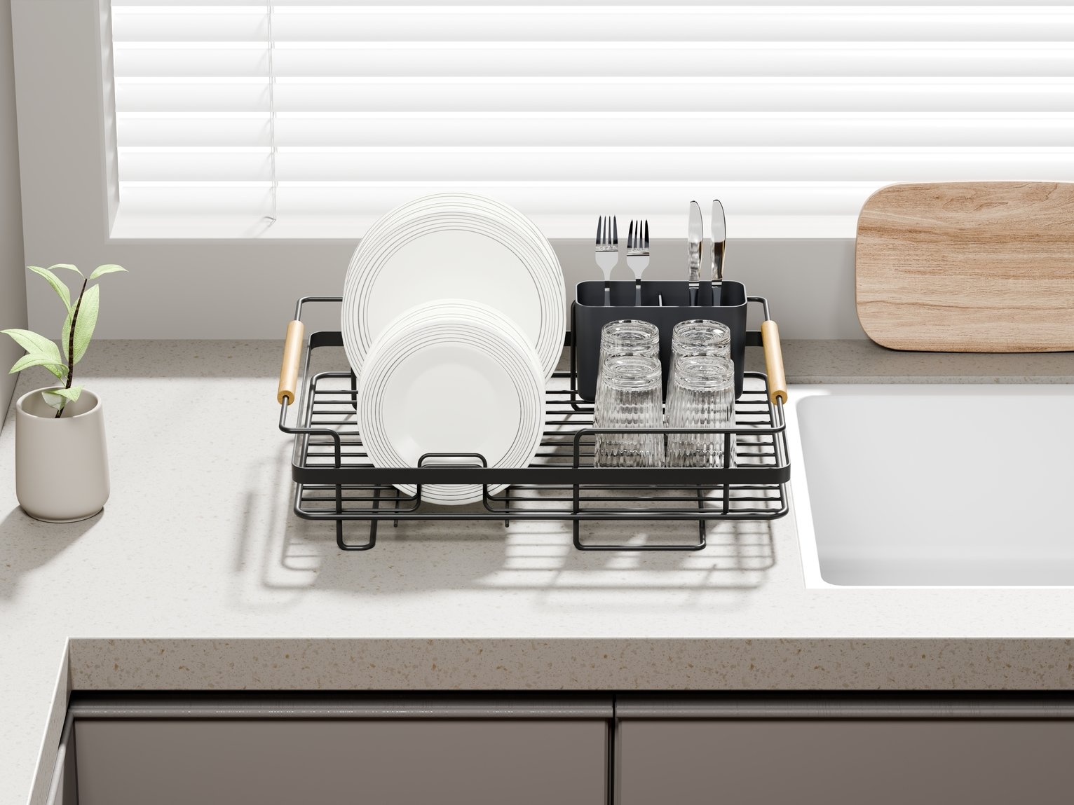 Buy Habitat Wire Dishdrainer - Wood and Black | Sink caddies and