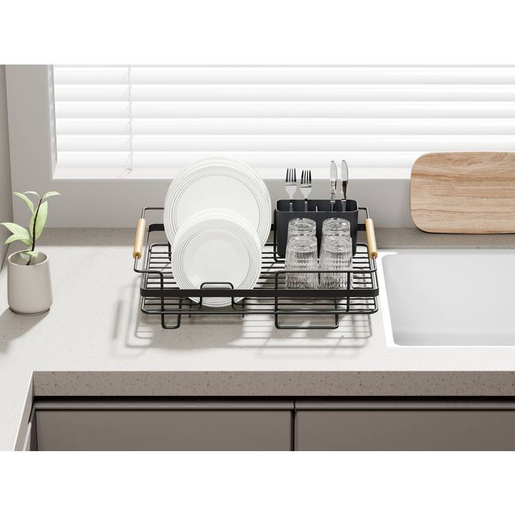 Habitat Wire Dishdrainer - Wood and Black 0