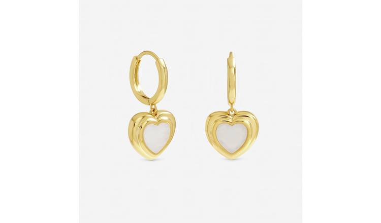 Inicio Gold Plated Mother of Pearl Heart Earrings