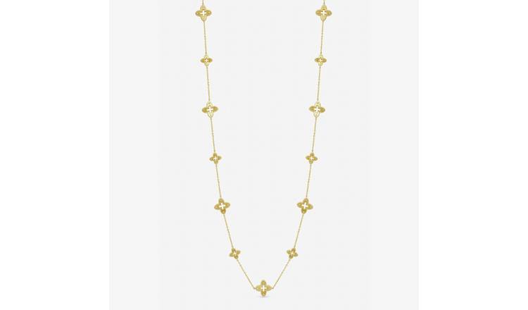 Jon Richard Gold Plated Crystal Clover Long Necklace