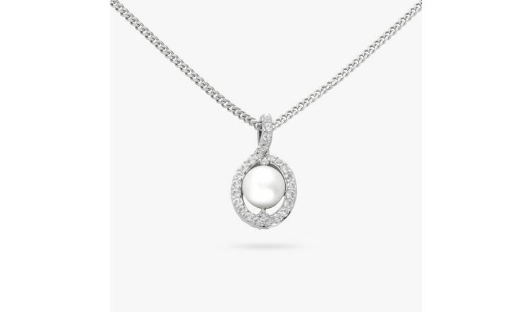 Revere Sterling Silver Single Pearl Pendant Necklace 