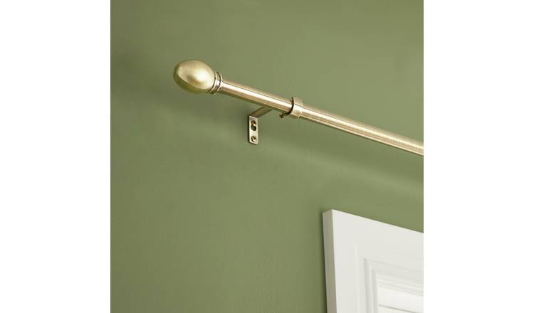 Argos Home Extendable Metal Pommel Antique Brass Curtain Pole - 165 -300cm