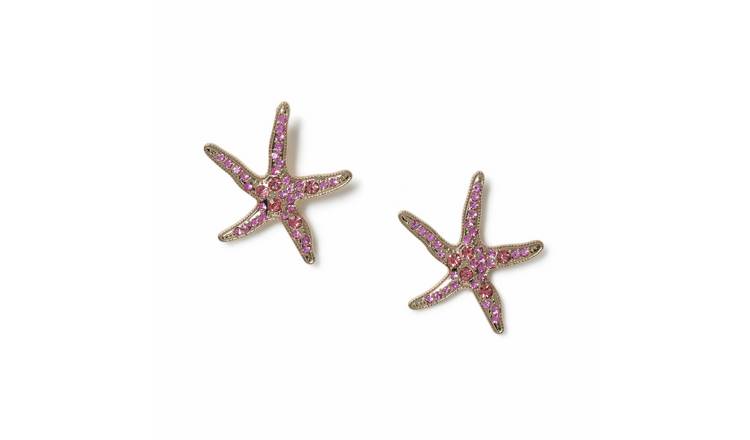 Freedom Pink Crystal Starfish Stud Earrings