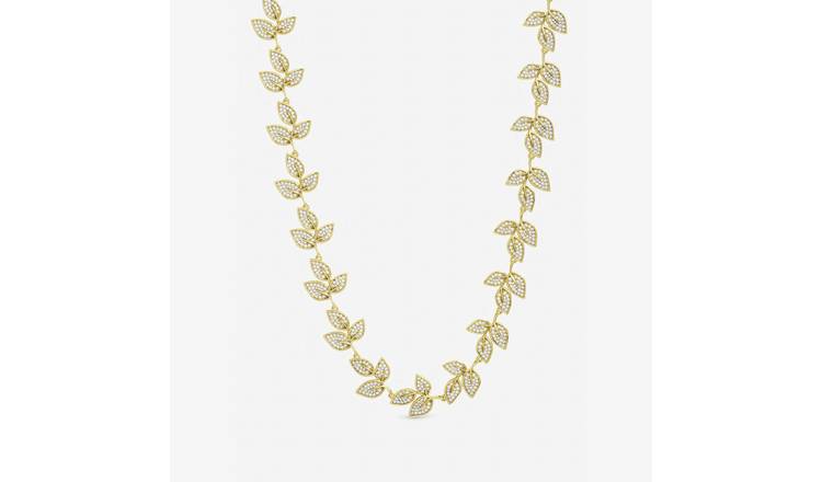 Jon Richard Gold Plated Cubic Zirconia Leaf Necklace