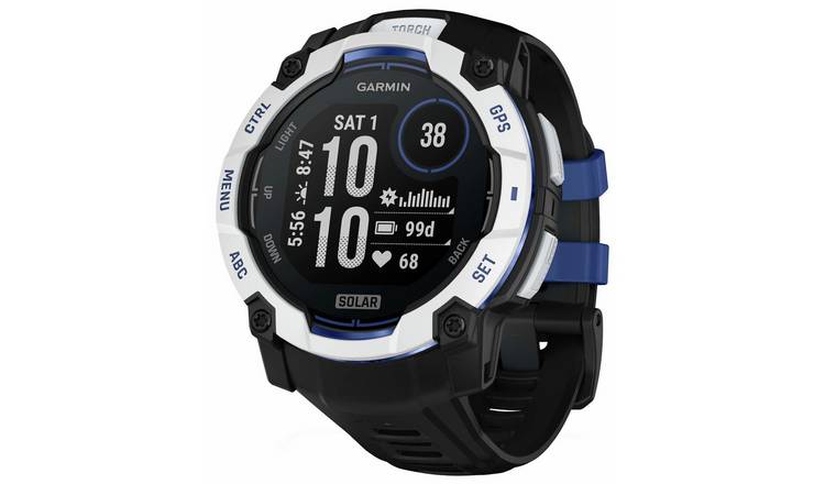Garmin Instinct 3 Solar 50mm Smart Watch - Black/Bolt Blue