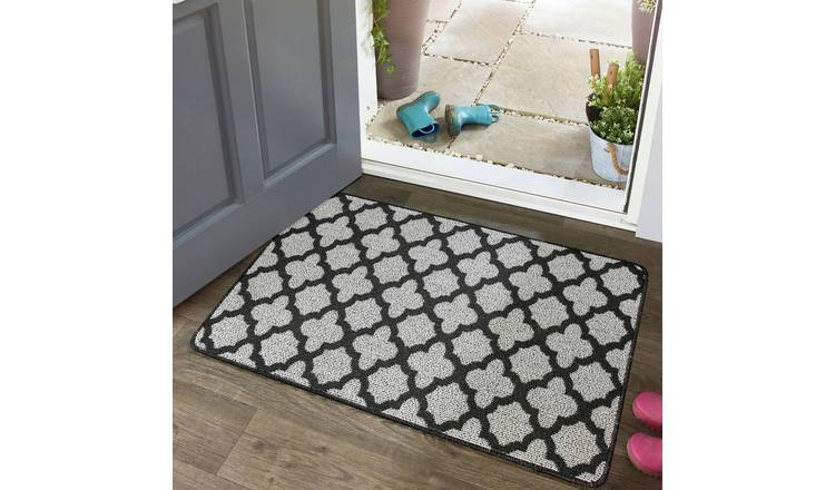 My Mat Charcoal Moroccan Tile Grey Doormat - 50x75cm