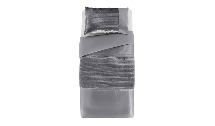 Buy Argos Home Sparkle Velvet Grey Bedding Set Single Duvet cover
