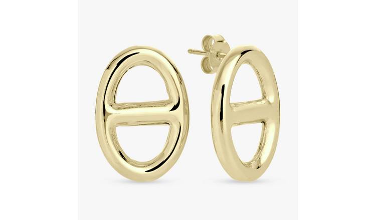 Revere 9ct Gold Plated Marine Link Stud Earrings