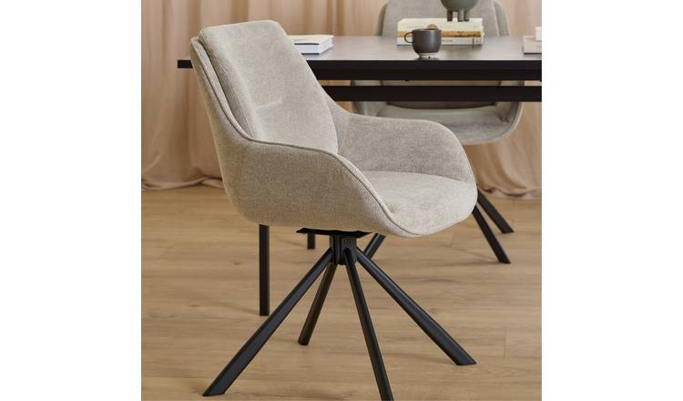 Furniture To Go Carrie Pair of Fabric Swivel Dining Chairs - Grey