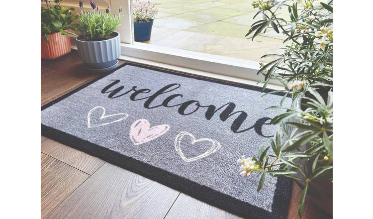 My Mat Welcome Hearts Short Pile Doormat - 50x75cm