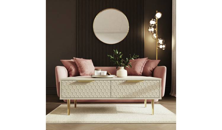 GFW Azariah 2 Drawer Rectangular Coffee Table – Ivory