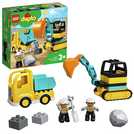 Lego duplo truck shop and tracked excavator