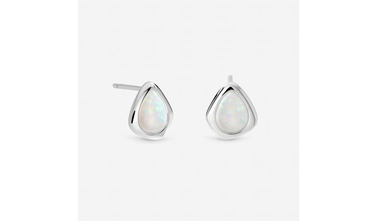 Inicio Silver Plated Opal Polished Stud Earrings 
