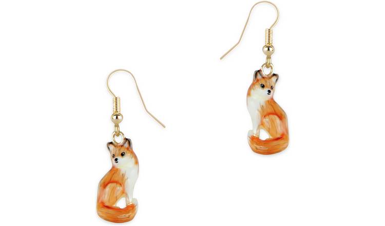 Bill Skinner Enamel Fox Drop Earrings