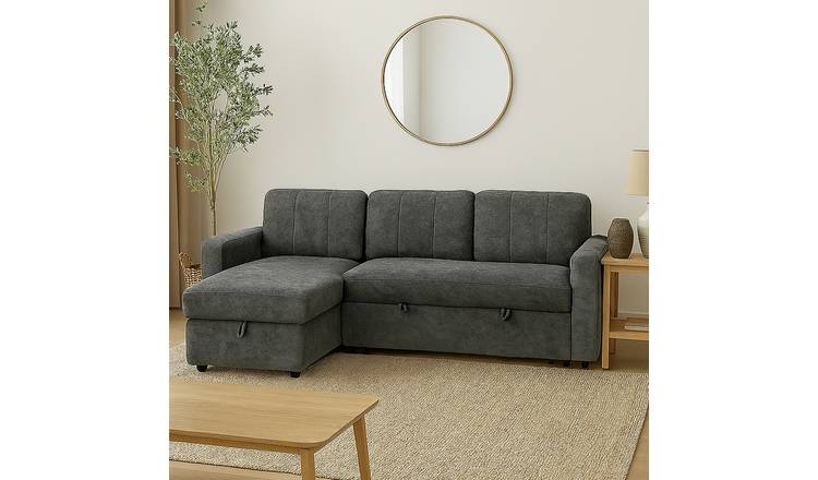 Aspire Nexis Left Hand Storage Chaise Sofa Bed- Charcoal