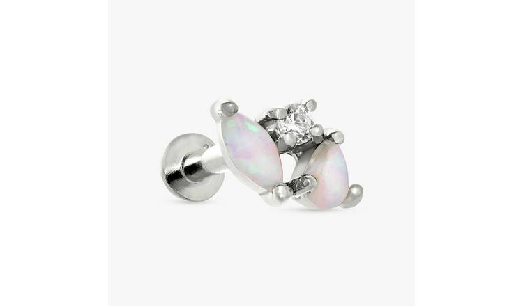 Revere Sterling Silver Opal Flatback Earring