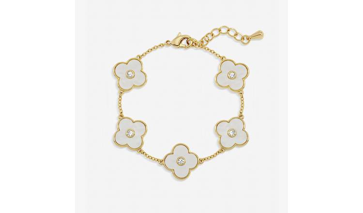 Jon Richard Gold Plated Mother of Pearl Clover Bracelet