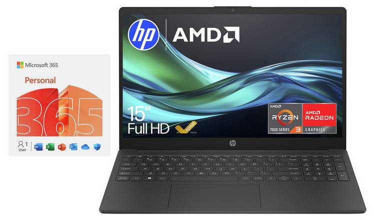 HP 15.6in Ryzen 3 4GB 128GB Laptop + Microsoft 365 Bundle