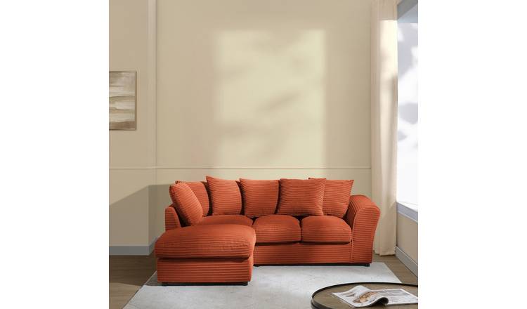 Argos Home Harry Cord Left Hand Corner Chaise Sofa - Rust