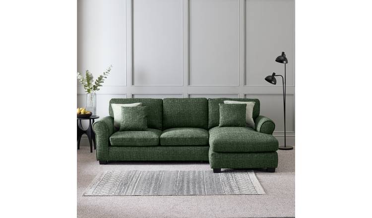 Argos Home Lisbon Fabric Right Hand Corner Chaise Sofa Bed - Green