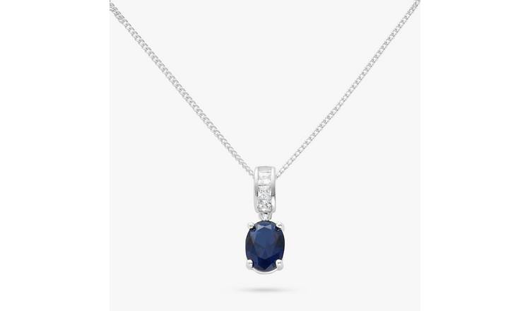 Revere Sterling Silver Oval Sapphire Pendant Necklace