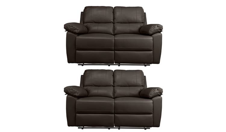 Argos Home Toby Pair of 2 Seater Recliner Sofa - Chocolate