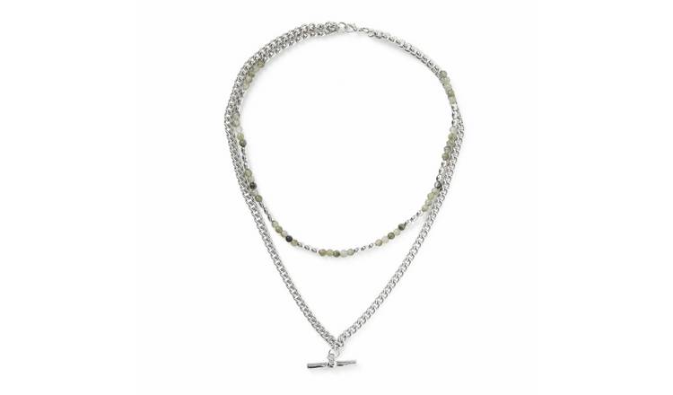 Uncommon Souls Double Row Beaded and Chain Necklace