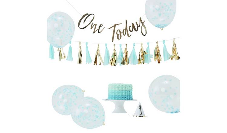 Ginger Ray 1st Birthday Cake Smash Party Decorations - Blue