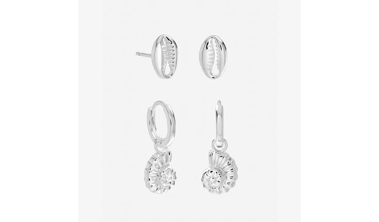 Inicio Silver Plated Shell Earrings - Pack Of 2