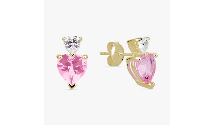 Revere 9ct Gold Plated Sterling Silver Heart Stud Earrings