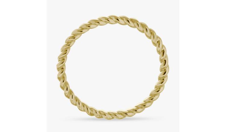 Revere Gold Plated Sterling Silver Rope Twist Ring - Large