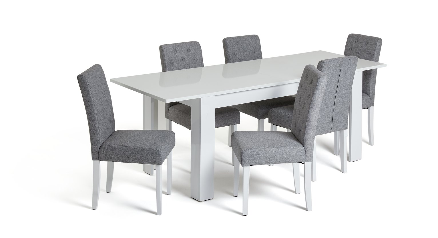 Argos Home Miami 4-6 Seater Extending Table & 6 Grey Chairs