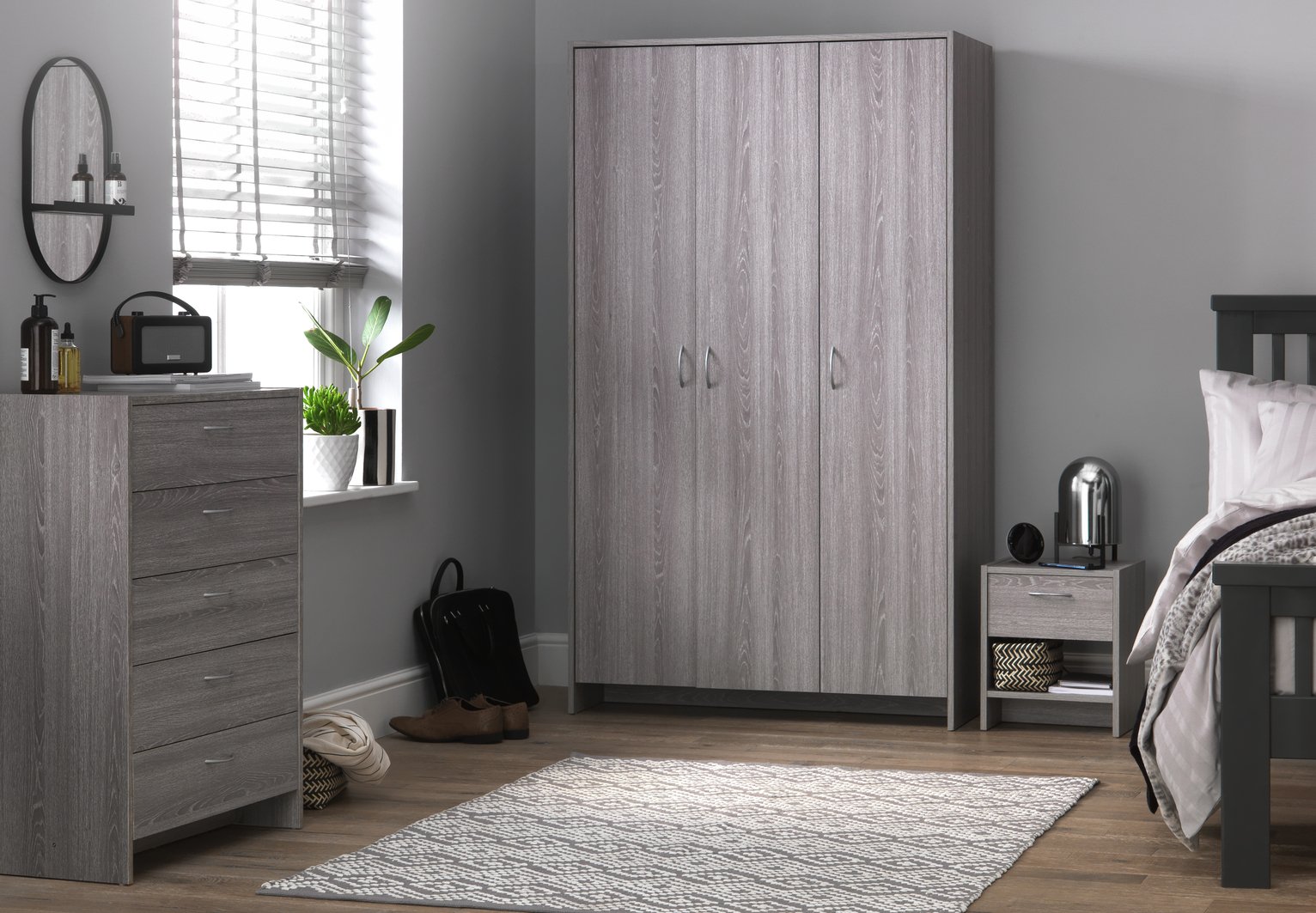 Argos Home Seville 3 Pc 3 Dr Wardrobe Set - Grey Oak Effect